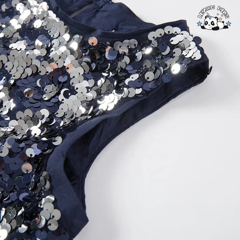 LEZONKIDS - Custom Fashion Sleeveless Girls Dress Princess Style New Style Sequins Beading Western Decor Parties Girls Dress
